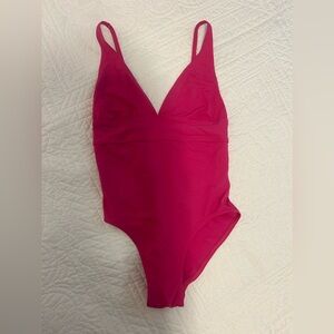 ERES Fuchsia Pink One Piece V-Neck Swimsuit US Size 6